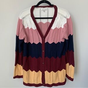 Acoa Multicolor Button Front Cardigan Size L